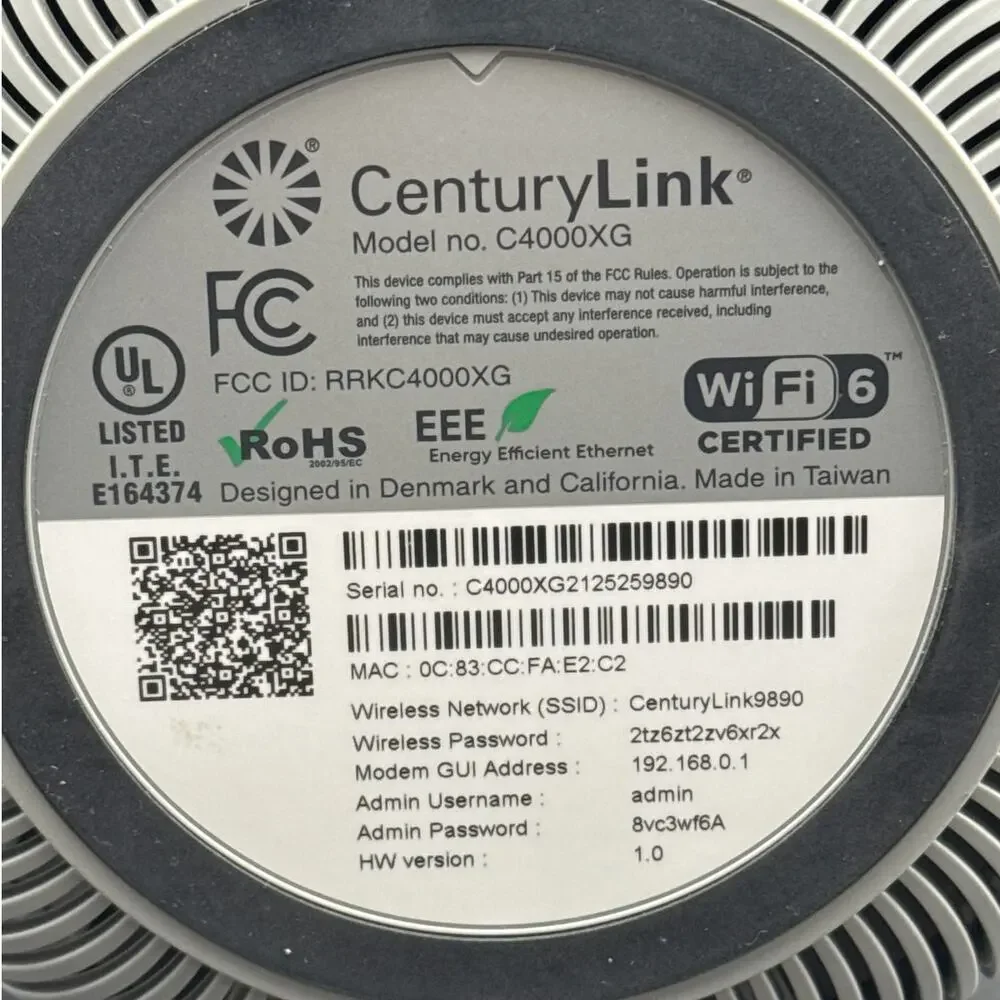 CenturyLink C4000XG DSL Wireless Modem Router Dual Band High Speed OEM power - Picture 3 of 4